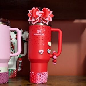 LIMITED EDITION.. Stanley Red Tumbler with Bow and Heart Details